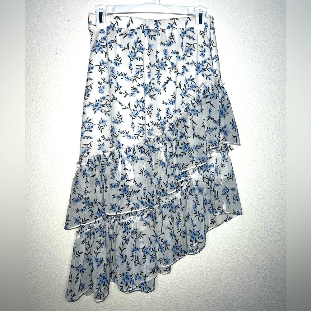 Beautiful White and Blue Satin Skirt
